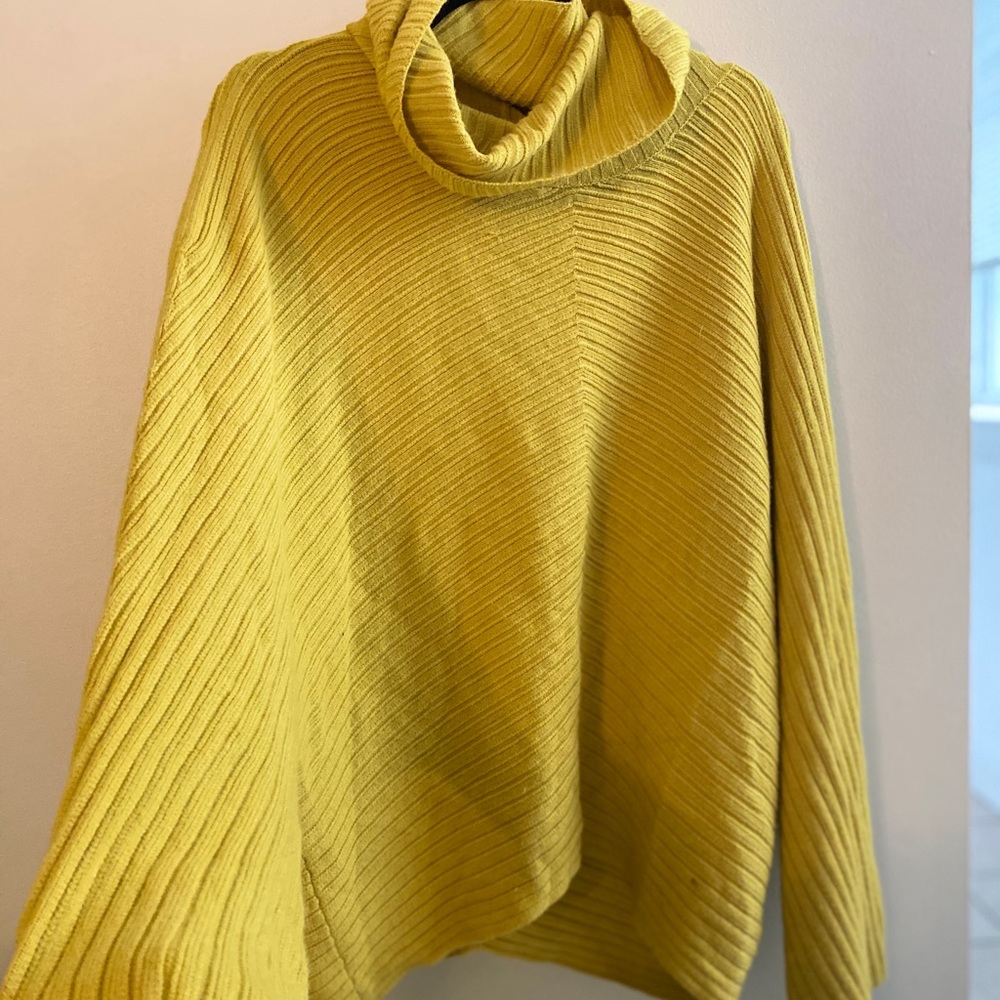 Gold Anthropologie cowl neck sweater